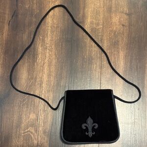 Deep Purple Velour Over the Shoulder Bag with Fleur-de-lis